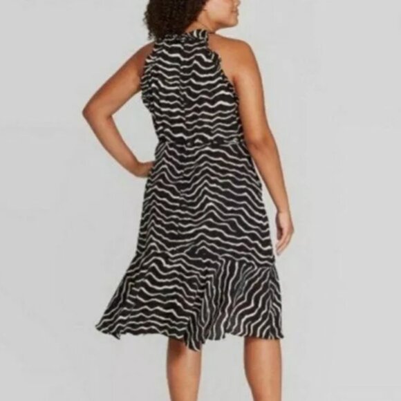 WHO WHAT WEAR Zebra Knee Ruffle Flounce Dress NWT XXL - Picture 2 of 4